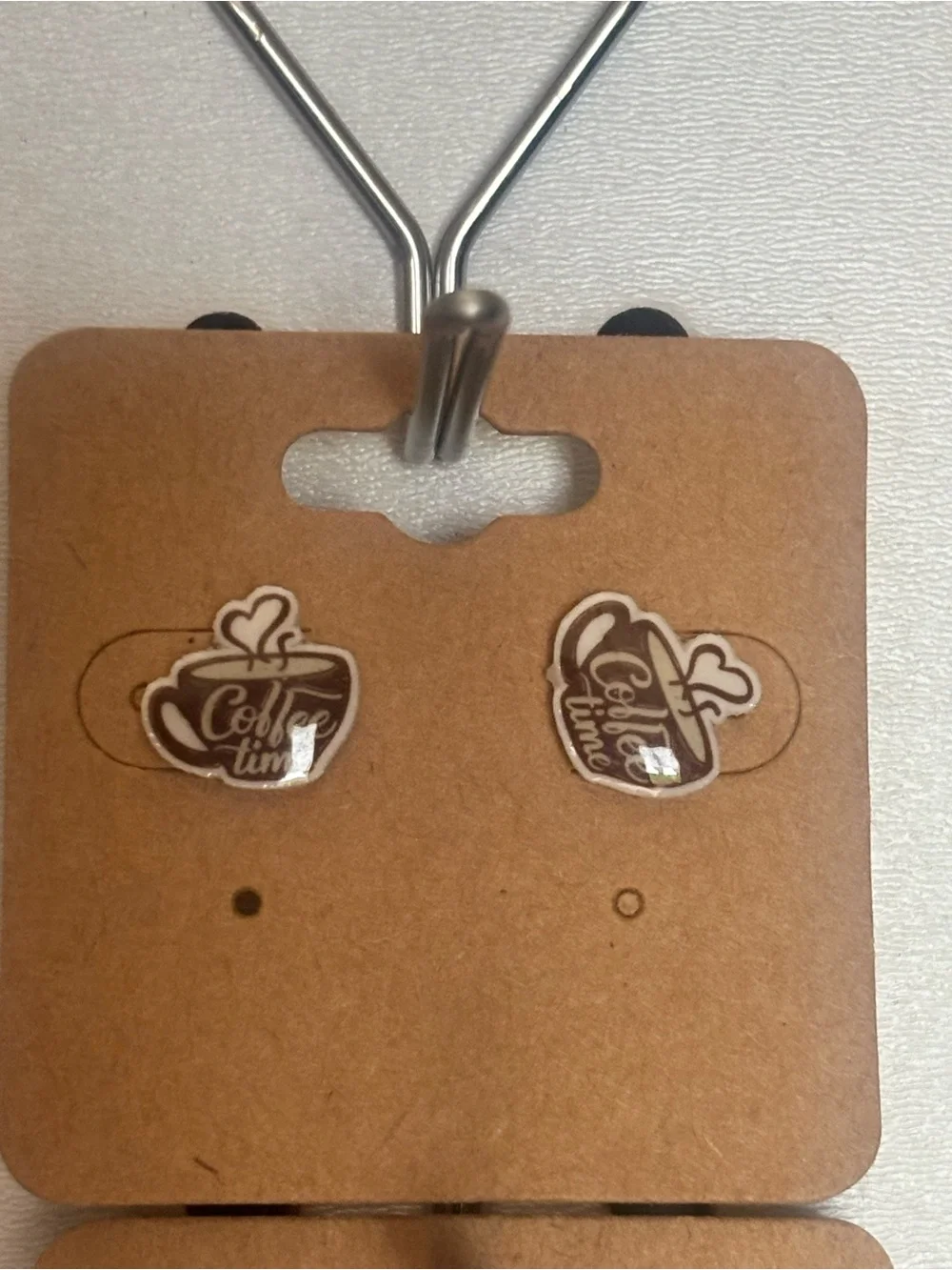 Coffee Time Brown Cup Stud Earrings
